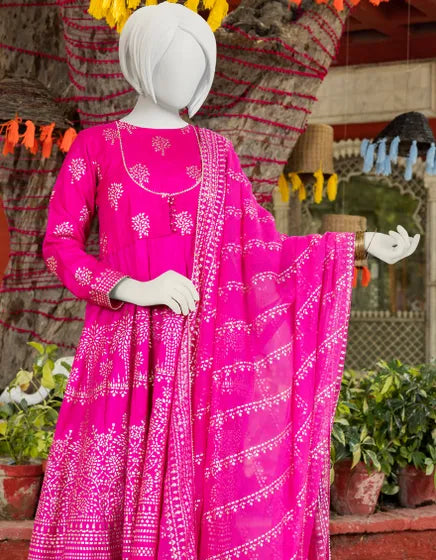 PINK RAW SILK TEENS 3PC | JGK-S-YGTL-610-23