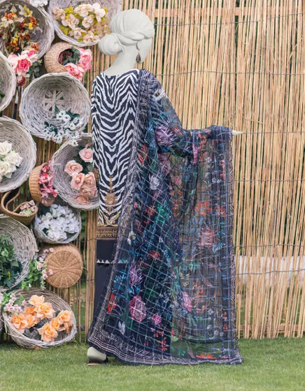 MULTICOLOR LAWN UNSTITCHED 3PC | JJLS-S-JPUS-23-582