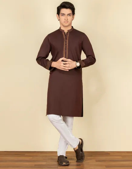 MAROON BLENDED KURTA | JTK-S-38489