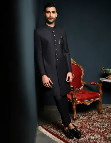 BLACK SHERWANI | JJSWP-556