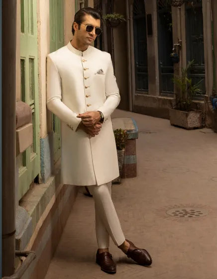 WHITE SHERWANI | JJSWP-558