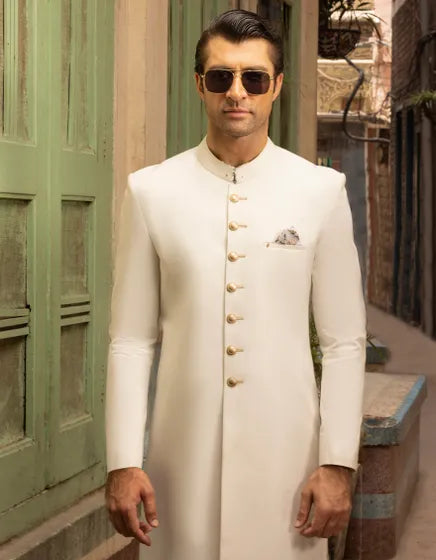 WHITE SHERWANI | JJSWP-558