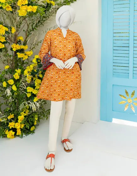 YELLOW LAWN TEENS KURTI | JYGK-S-JWT-23-4004